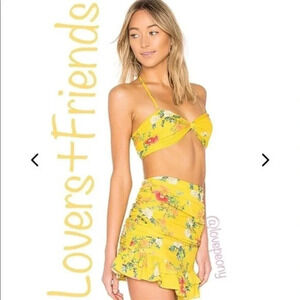 NEW Lovers + Friends BROOK Bralette Yellow Floral